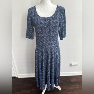 LuLaRoe Blue Patterned Long Sleeve Dress